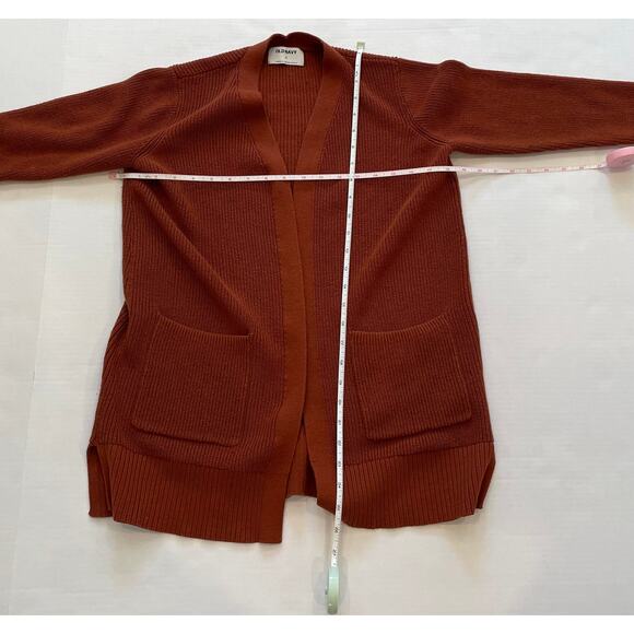Old Navy Cotton Blend Long Line Open Front Cardigan, Chipotle, Brown, Size S - Picture 8 of 10